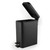 Black rectangular pedal bin with open lid, front view