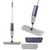 Flat spray mop in grey and blue with two extra cleaning pads shown