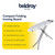 Compact folding ironing board with iron rest and patterned cover, lightweight with 7 height settings.