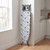 Grey ironing board with illustrated dog print cover in a modern kitchen corner