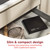 Slim black digital kitchen scale stored in drawer, highlighting compact design