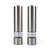 Stainless steel electric salt and pepper mill set, cylinder shape, clear base section