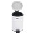 White pedal bin with open lid, black trim, Beldray logo on front