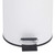 White pedal bin with black base, shown from front to highlight foot pedal