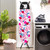 Ironing board with pink and red pomegranate print cover in modern laundry room