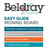 Promotional graphic: Beldray Easy Glide ironing board features thick felt underlay, adjustable iron rest, hanger slots, and 7 height options.