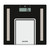 Black digital bathroom scale with silver accents, top view, Salter branding.