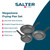 Set of three grey speckled non-stick frying pans, Salter Megastone, shown on blue background