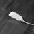 White control unit for heated blanket on dark grey fleece fabric