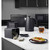 Four-slice black toaster with two crumb trays extended