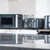 Salter grey microwave, toaster and kettle set on a marble kitchen worktop