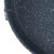 Close-up of dark blue speckled cake tin with silver latch, showing enamel coating.