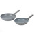 Set of two grey speckled non-stick frying pans with handles, shown side by side