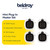 Set of four compact plug-in heaters, white, showing key features: 700W power, adjustable thermostat, LED display, 12-hour timer.