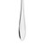 Stainless steel dessert spoon, polished finish, shown from above on white background