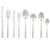 Eight-piece stainless steel cutlery set including knives, forks and spoons, displayed on white background