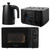 Kitchen bundle showing black Salter kettle, four-slice toaster, and microwave