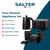 Banner showing Salter Kuro kitchen appliance set with black kettle, toaster, microwave and three storage canisters.