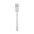 Stainless steel dining fork, plain handle, shown on white background