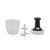 Chopper set with clear bowl, triple blade attachment, and black handle lid