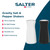 White and black gravity salt and pepper shakers with monochrome, no-spill design.