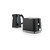 Black electric kettle and two-slice toaster set with chrome trim, side view