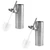 Set of 2 stainless steel toilet brushes with holders, shown side by side.