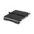 Black electric grill open flat, showing double ridged cooking plates