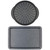 Non-stick grey pizza tray and baking tray set, top view