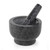 Grey marble pestle and mortar for grinding spices, product image on white background