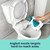Handheld steam cleaner with angled nozzle cleaning inside a toilet bowl