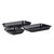 Set of three black speckled roasting trays in assorted sizes
