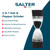 2 in 1 salt and pepper grinder with dual-ended design, visible black peppercorns and salt.