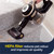 Handheld vacuum cleaning pet hair from carpeted stairs, highlights HEPA filter benefit