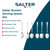 Set of six Salter Buxton stainless steel serving spoons with mirror finish, shown side by side.