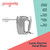 Silver hand mixer with metallic finish, beater attachment and side handle