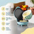 Mint mini pancake maker with batter being poured in, feature highlights shown
