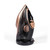 Cordless steam iron in black and rose gold, upright on base, shown for product listing.