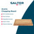 Acacia chopping board, 44cm, FSC-certified, integrated grooves, shown on white and blue promo graphic