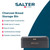 Charcoal steel bread bin with gold handle, labelled BREAD, contemporary style