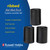 Set of three black ribbed steel canisters for tea, coffee, and sugar.