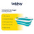 Teal and white collapsible hip hugger laundry basket with 37L capacity and non-slip handles.
