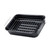 Black square roasting tin with chrome rack, shown empty on white background