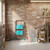 Folding step ladder with turquoise steps, shown in a tidy UK garage