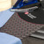 Russell Hobbs ironing board cover in black geometric pattern with blue iron