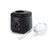 Black electric deep fryer with temperature dial and wire frying basket