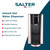Salter instant hot water dispenser in black with filter and drip tray, feature highlights.