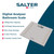 Digital bathroom scale, grey glass, shows display, key features listed, Salter brand.