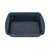 Square blue speckled baking tin with handles, shown empty from above.