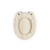 Light oak wood effect toilet seat, viewed from above with fittings visible